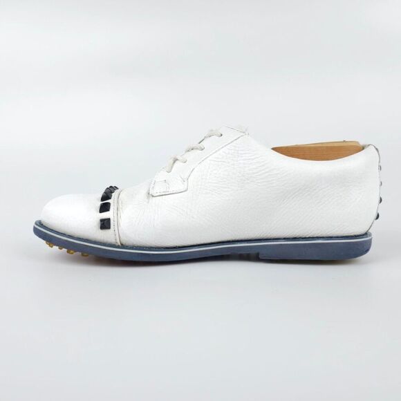 G/FORE Gallivanter Stud Cap Toe Spikeless Golf Shoes White Leather Black 8.5 - Picture 6 of 10